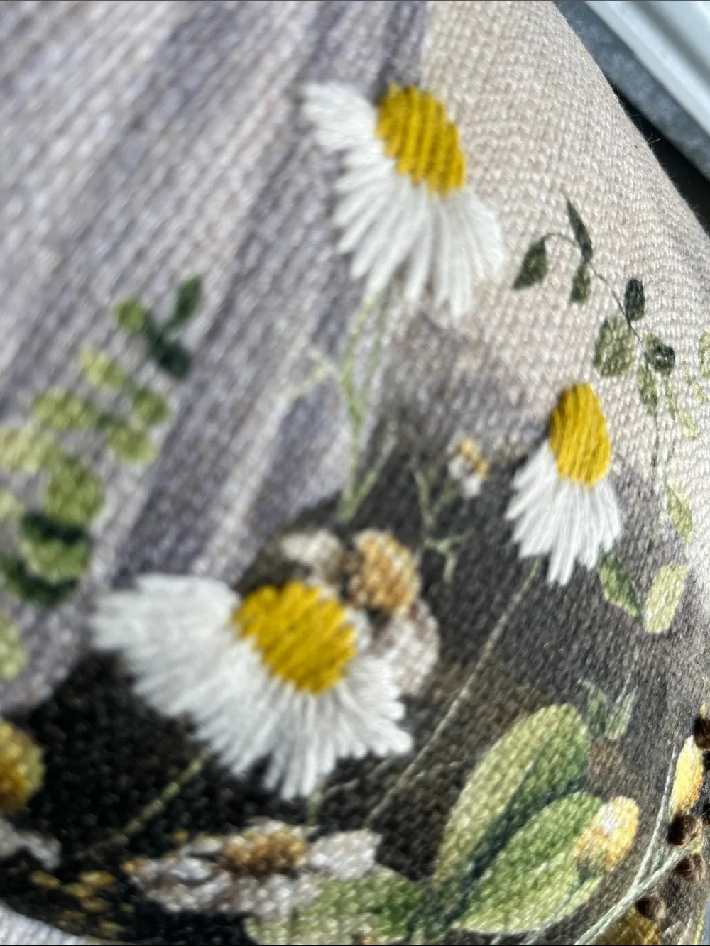 Neutral Ghost & Daisies Decorative Throw Pillow - White/Black